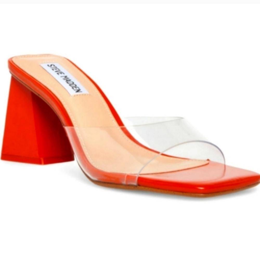Steve Madden Pauline Burnt Orange Slip On Block Heel Mules Size-8(Box Included)